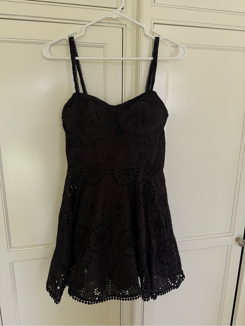 Zara Black Eyelet A-Line Sundress with Spaghetti Straps
